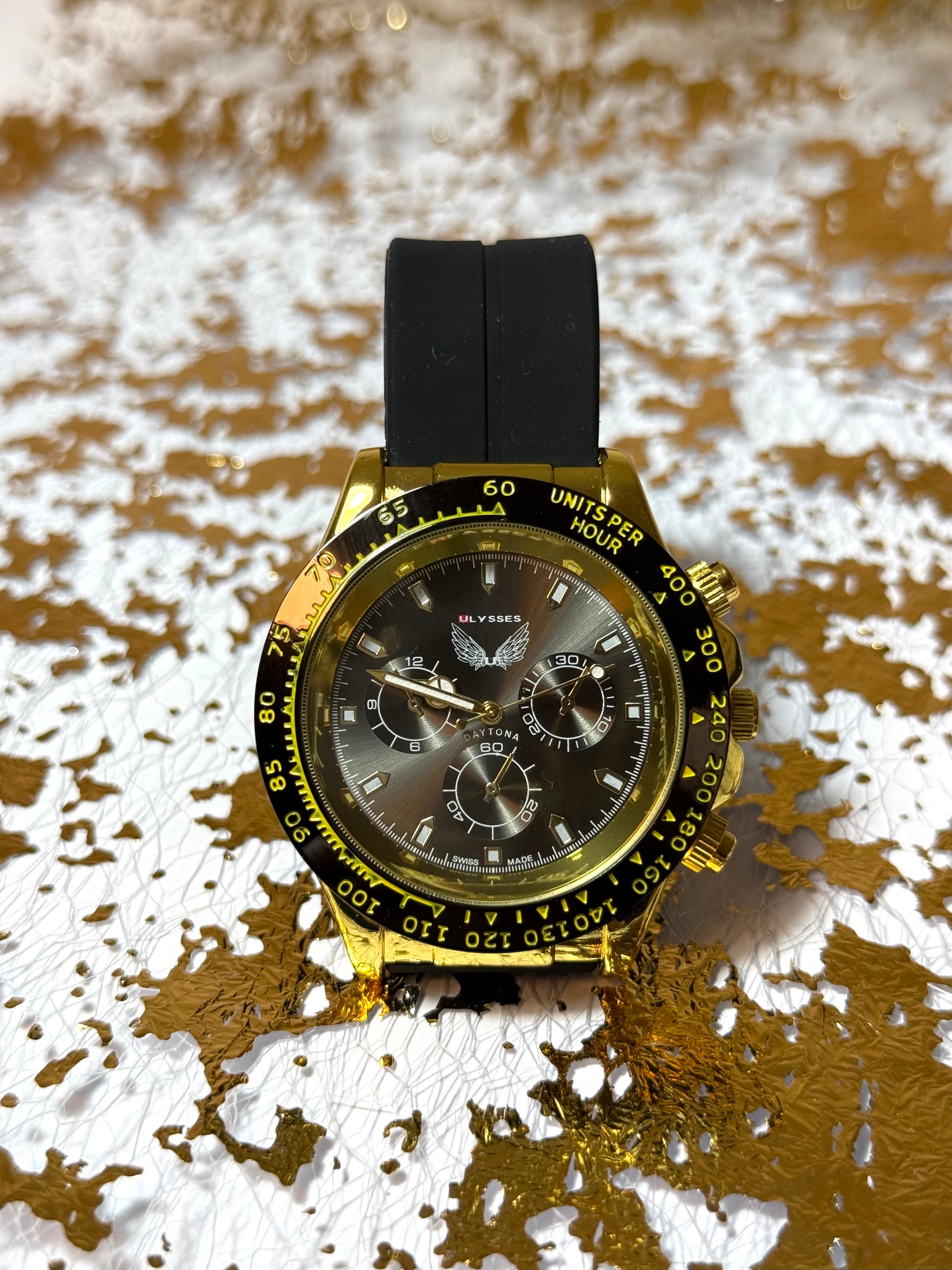 Ceas Golden Daytona, 40mm, otel inoxidabil, cadran fluorescent, cristal (Bărbătesc)