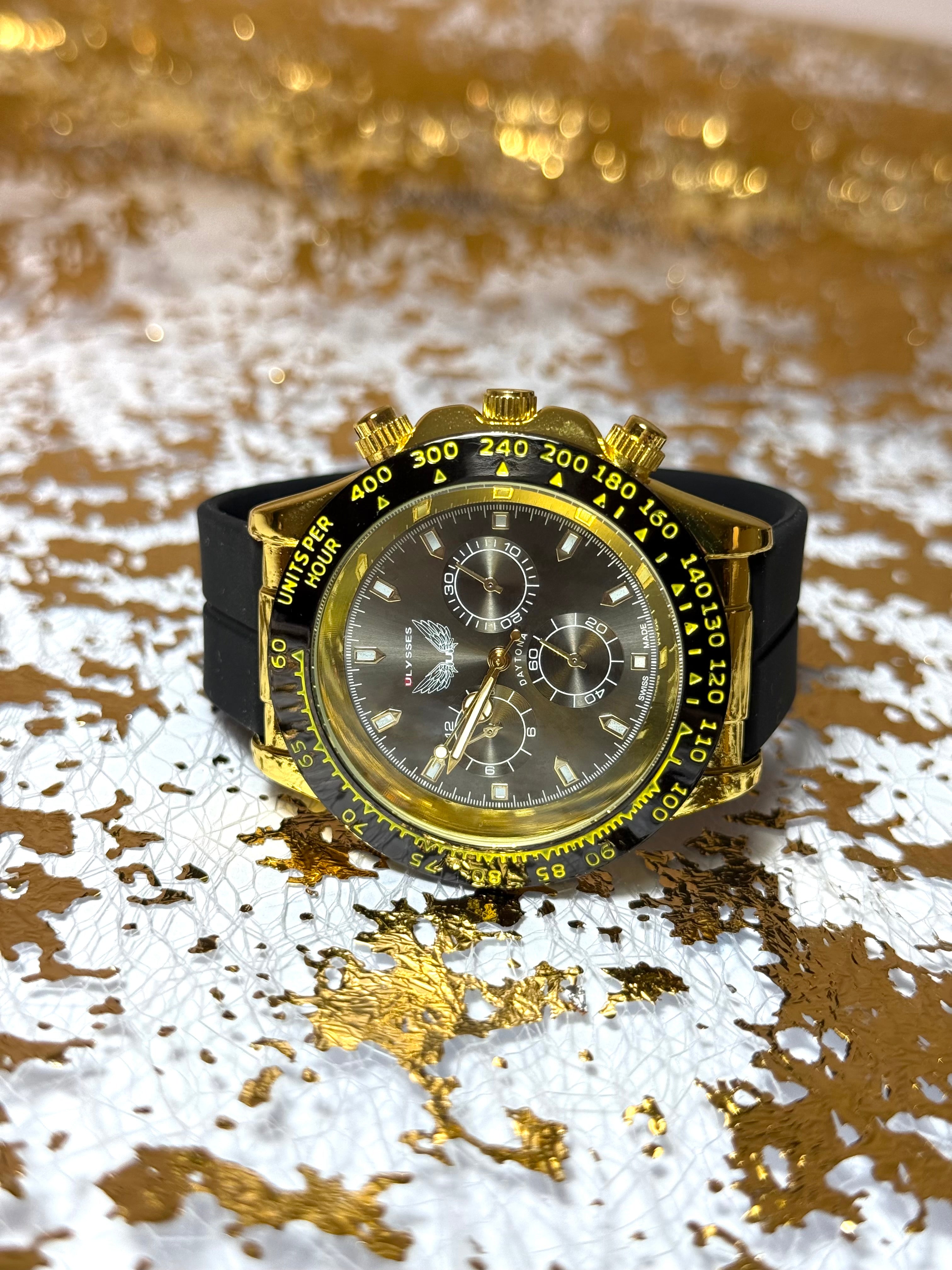 Ceas Golden Daytona, 40mm, otel inoxidabil, cadran fluorescent, cristal (Bărbătesc)