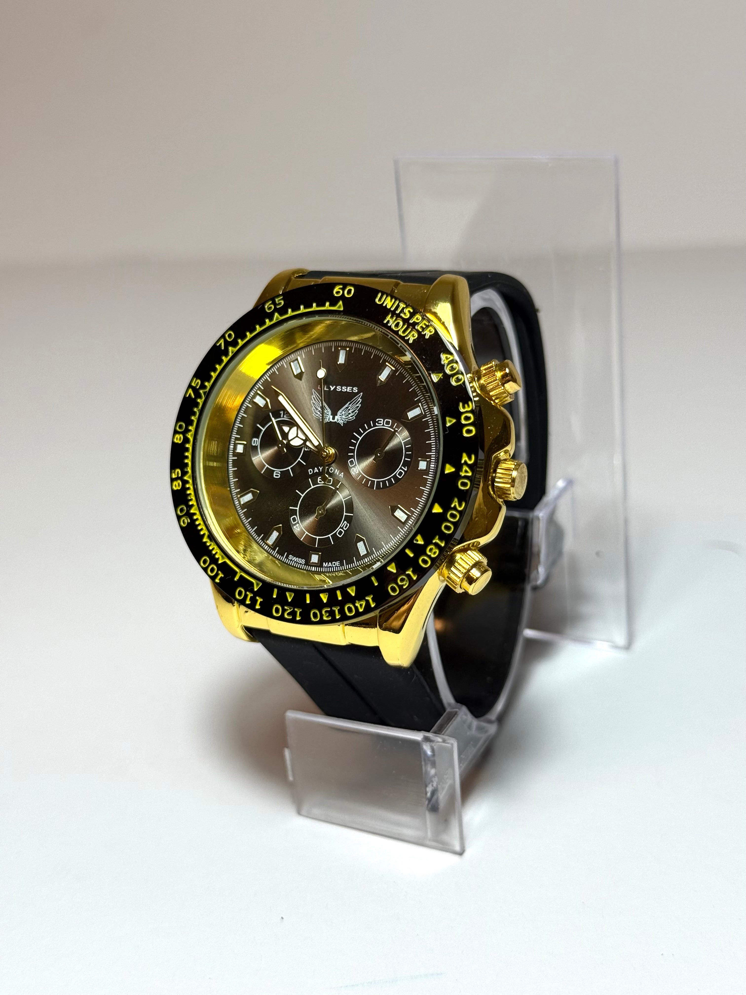 Ceas Golden Daytona, 40mm, otel inoxidabil, cadran fluorescent, cristal (Bărbătesc)